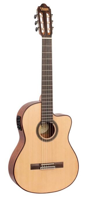classic guitar 4/4, solid sitka spruce & mahogany, preamp and cutaway, natural