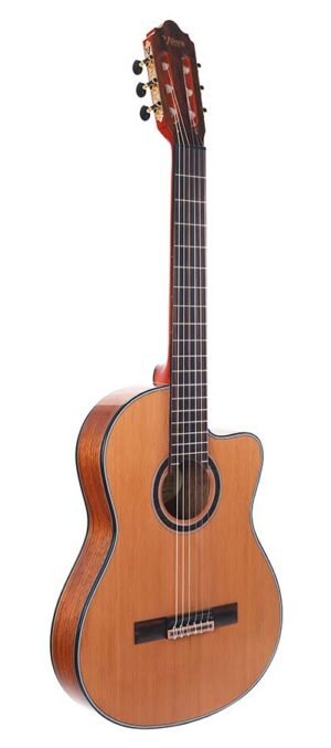 slim body classic guitar 4/4, solid red cedar & mahogany, Fishman pickup & cutaway, natural, gigbag