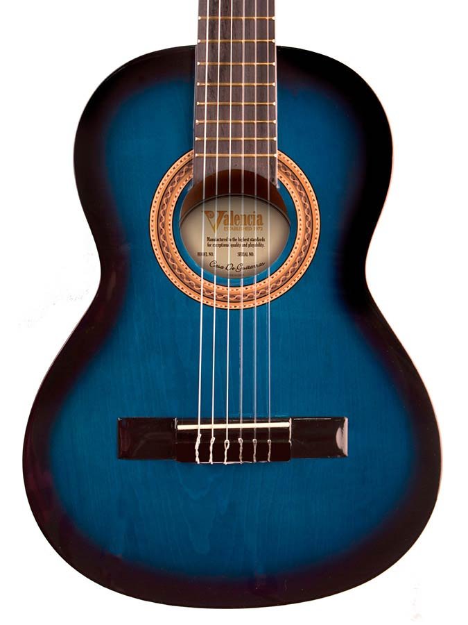 classic guitar 3/4, linden body, maple fb, blue sunburst - Afbeelding 2
