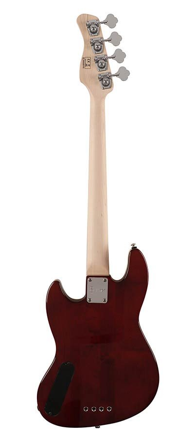 fretless alder with flamed maple top 4- string short scale passive bass guitar tobacco sunburst - Afbeelding 2