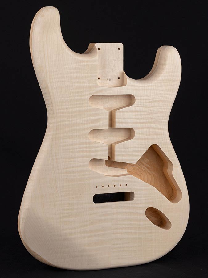 body Stallion model (made in Germany), 2 piece roasted pine, AAA flamed maple top