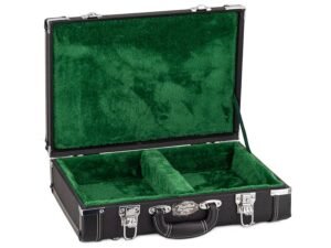 universal briefcase with one internal spacer, black tolex with green plush
