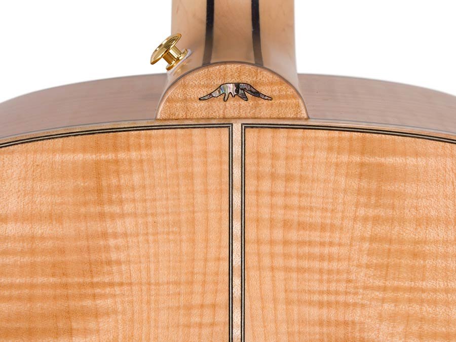 jumbo guitar with solid spruce top, maple b&s, amara ebony fb, with deluxe gigbag and wooden stand - Afbeelding 11