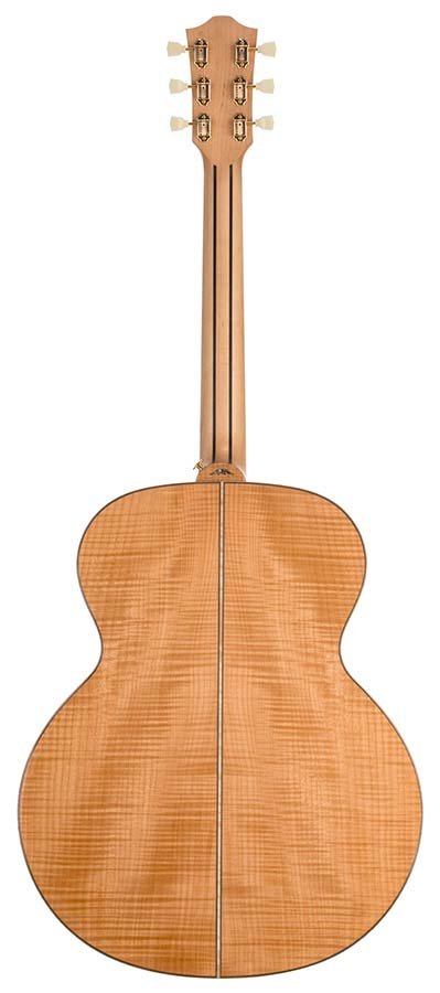jumbo guitar with solid spruce top, maple b&s, amara ebony fb, with deluxe gigbag and wooden stand - Afbeelding 4