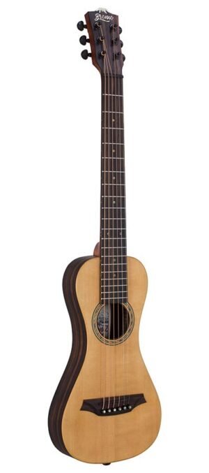 traveller guitar all solid tonewoods, amara ebony b&s & fb, natural, piezo, strap & heavy duty bag