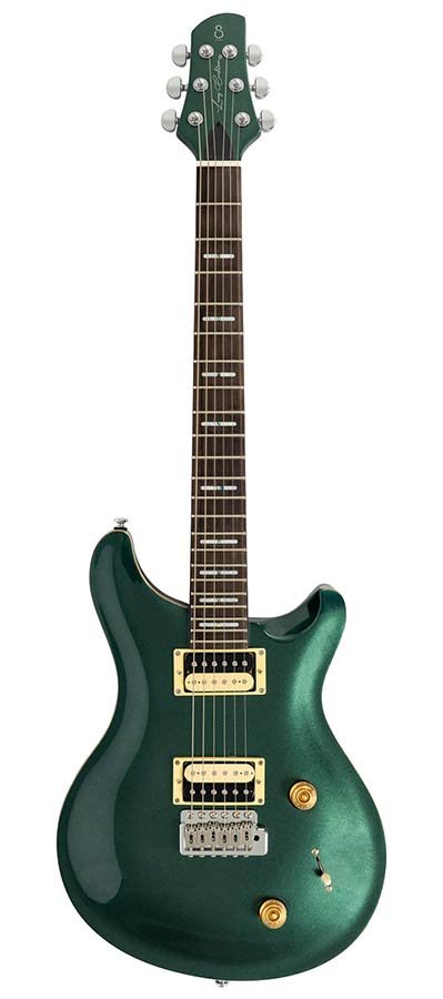mahogany+maple top electric guitar metallic green