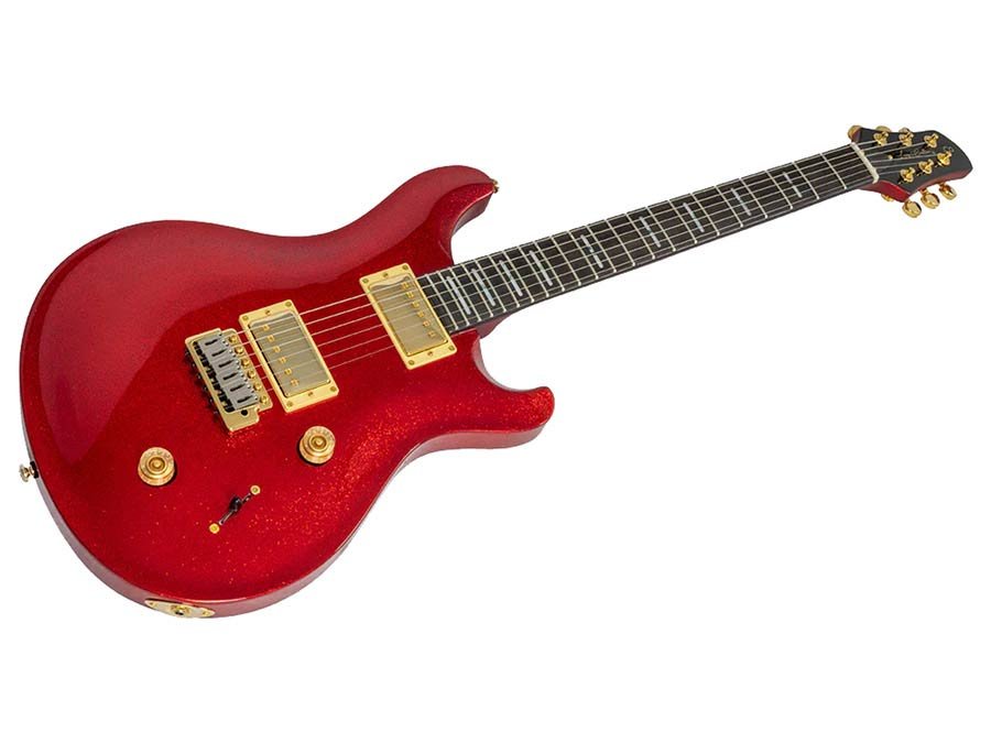 mahogany+maple top electric guitar red sparkle - Afbeelding 3