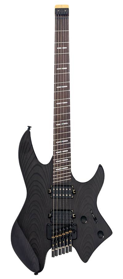 mahogany + ash veneer electric guitar transparent black, with gigbag