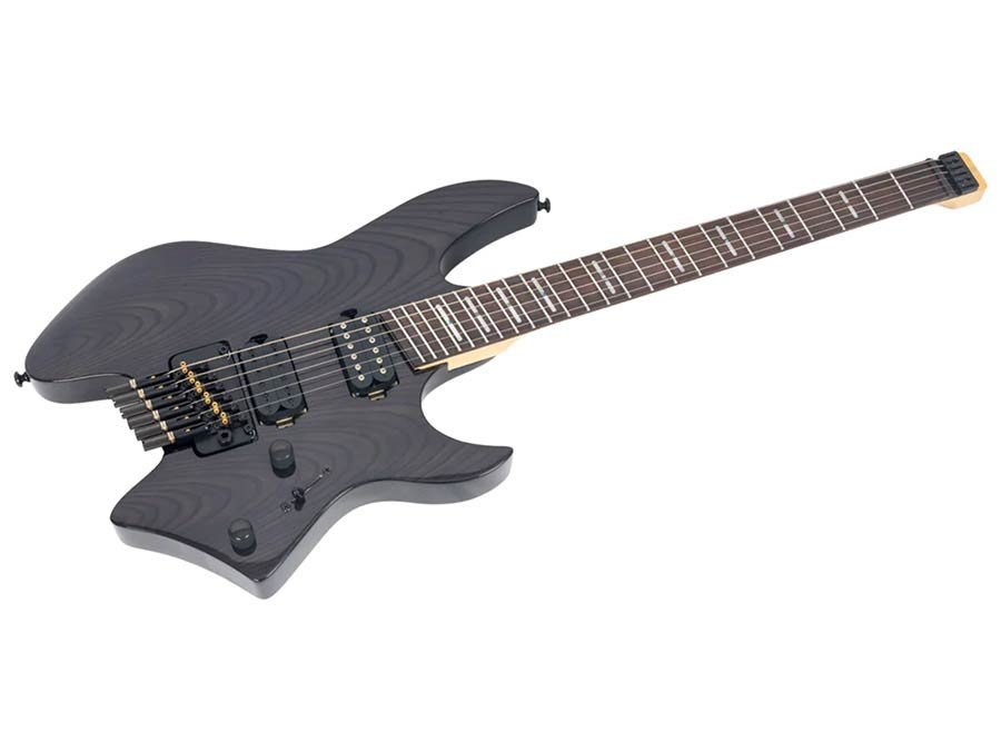 mahogany + ash veneer electric guitar transparent black, with gigbag - Afbeelding 3