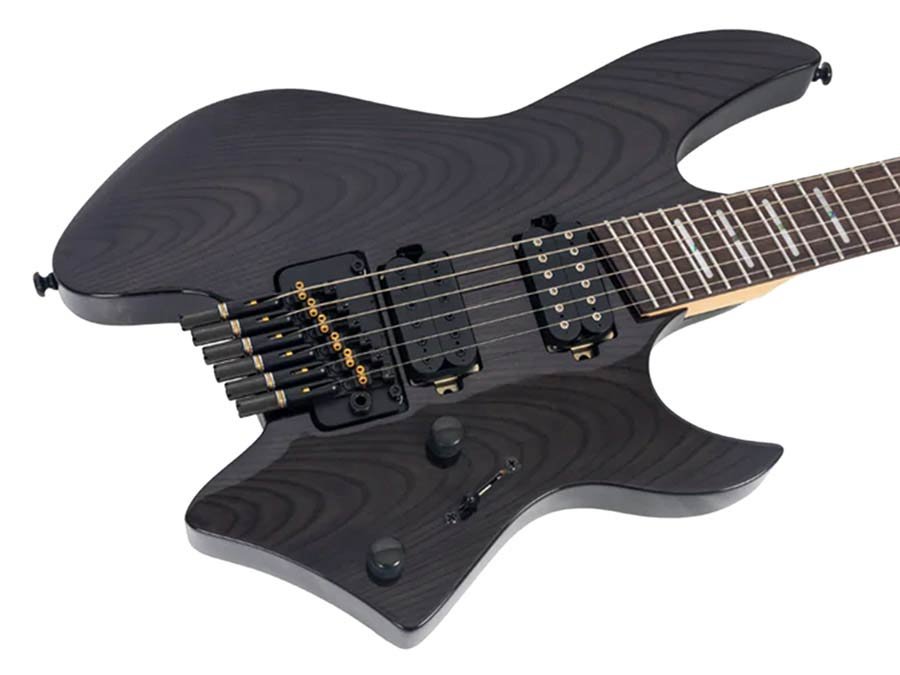 mahogany + ash veneer electric guitar transparent black, with gigbag - Afbeelding 4