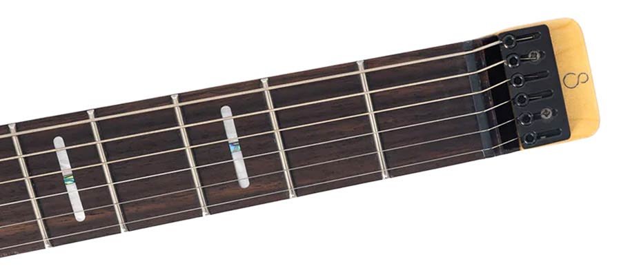 mahogany + ash veneer electric guitar transparent black, with gigbag - Afbeelding 5