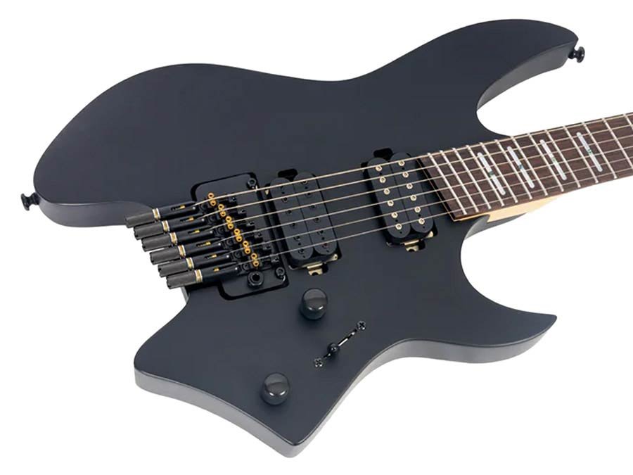 mahogany + maple top electric guitar black satin, with gigbag - Afbeelding 4