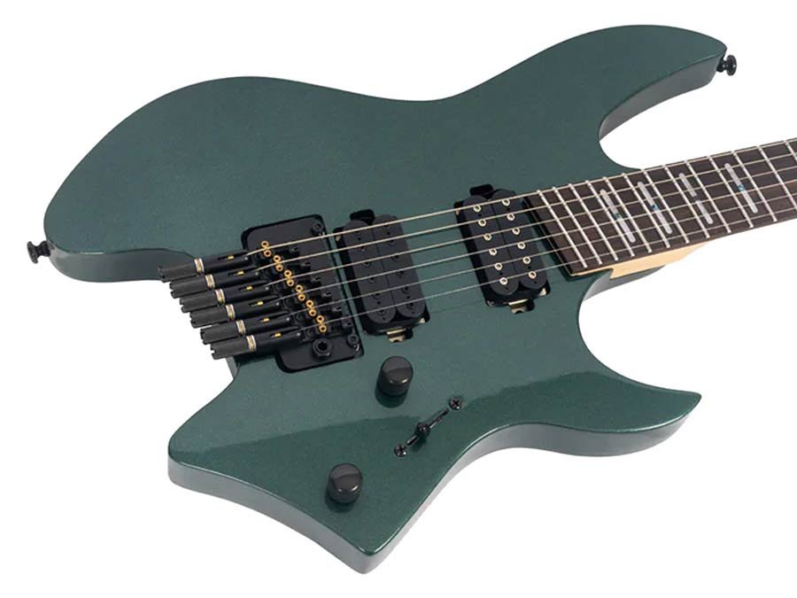 mahogany + maple top electric guitar metallic green, with gigbag - Afbeelding 4
