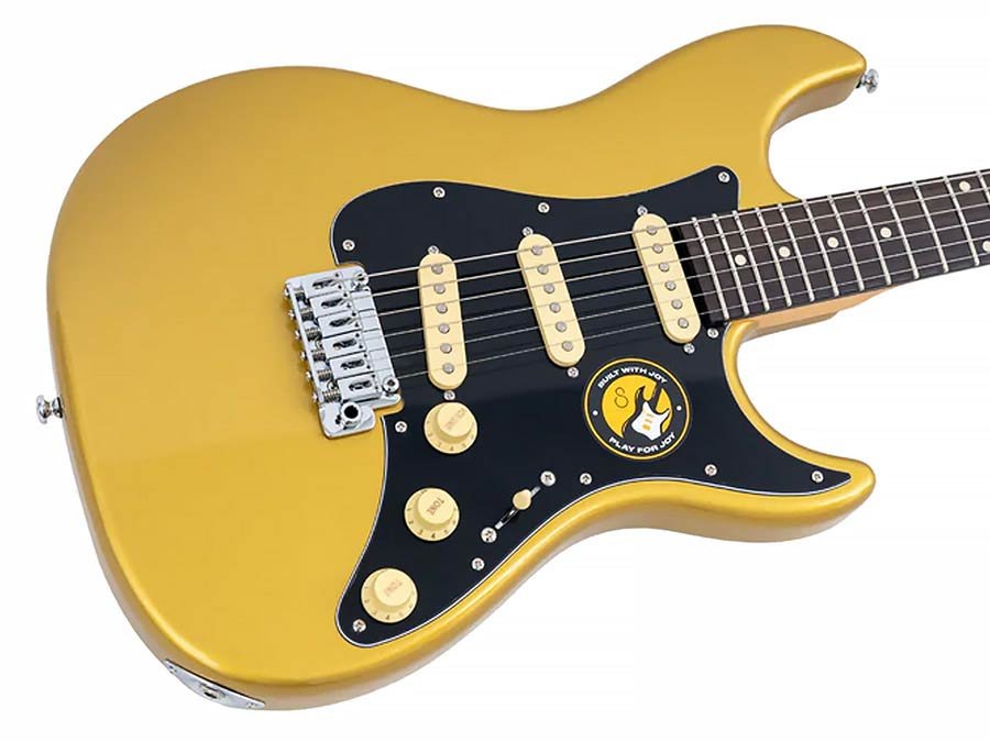 electric guitar S-style metallic gold - Afbeelding 4