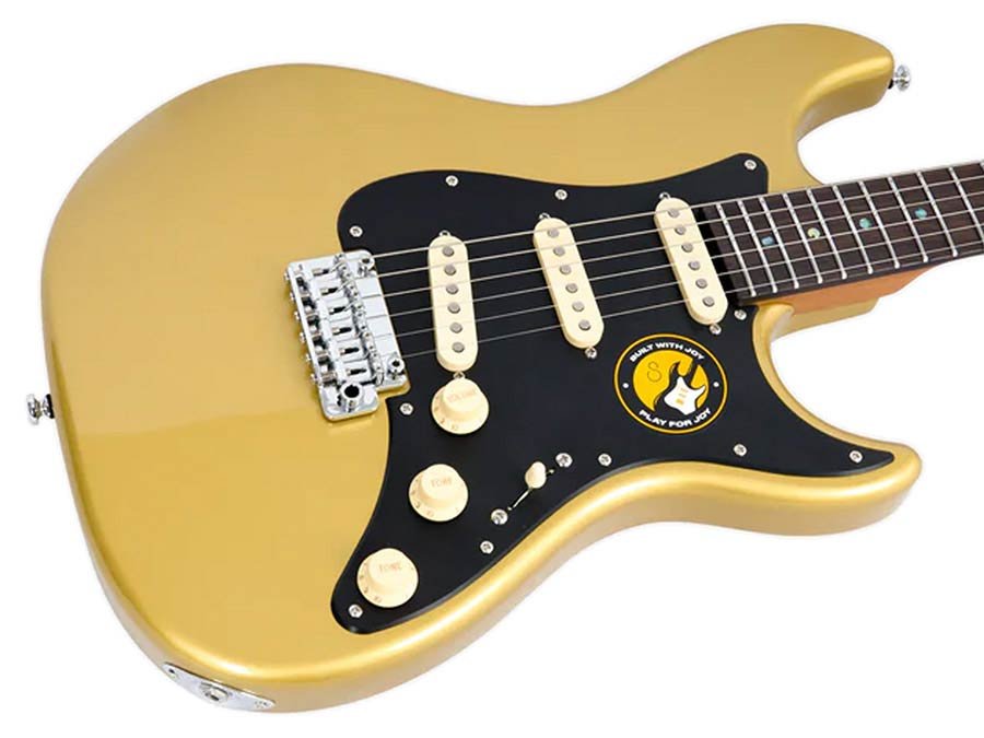 electric guitar S-style metallic gold - Afbeelding 4