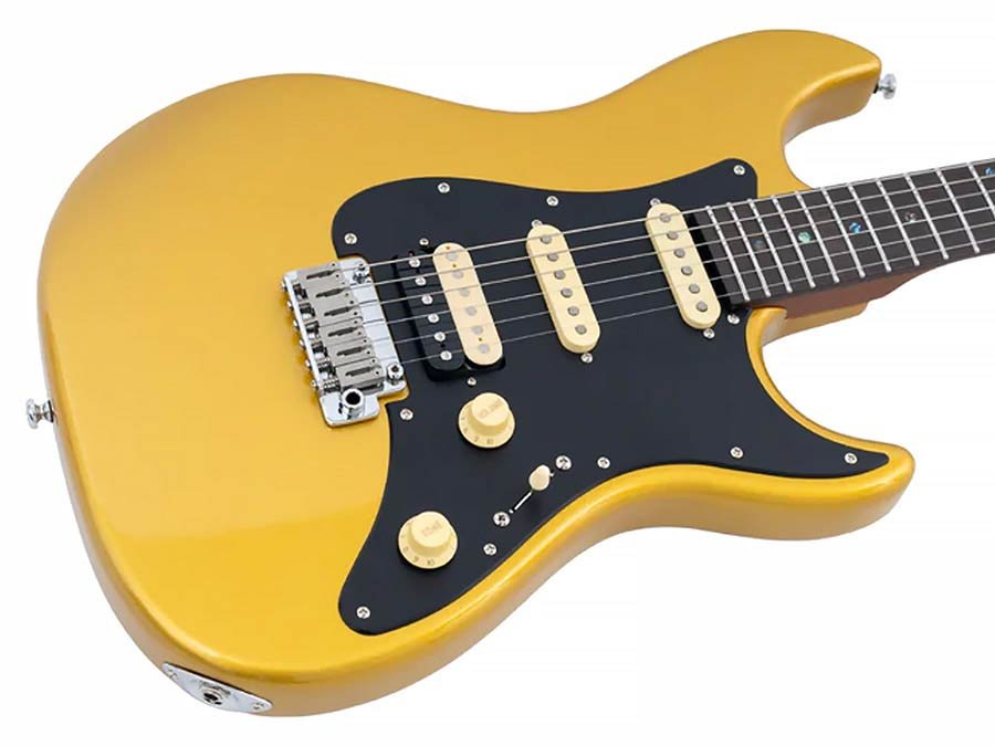 electric guitar S-style metallic gold - Afbeelding 4