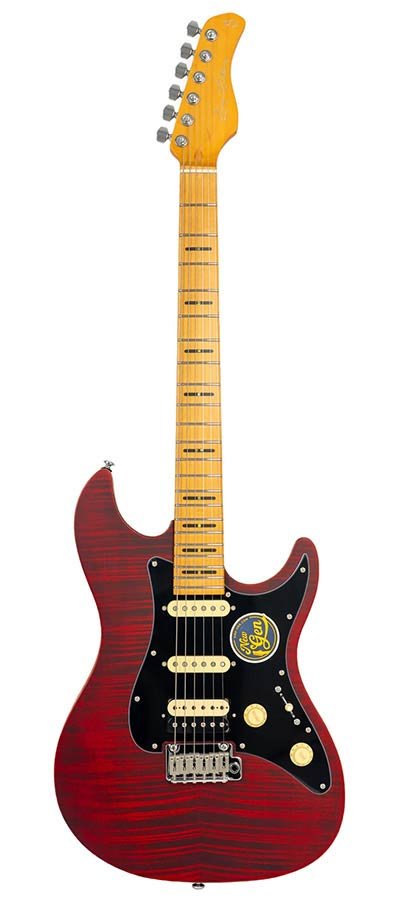 electric guitar S-style see through red satin