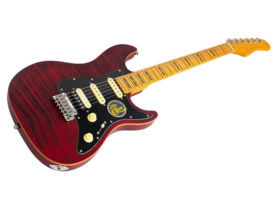 electric guitar S-style see through red satin - Afbeelding 3
