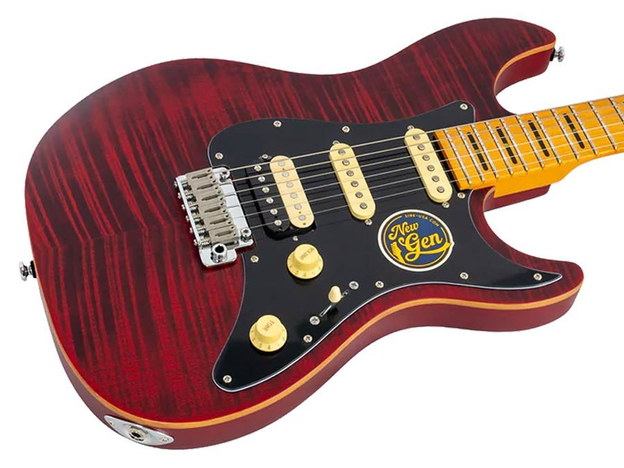 electric guitar S-style see through red satin - Afbeelding 4