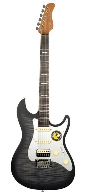 electric guitar S-style transparent black satin