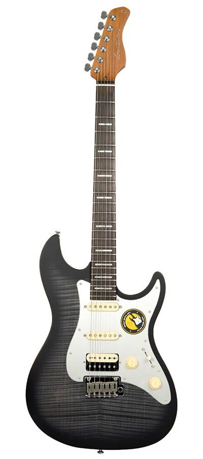 electric guitar S-style transparent black satin