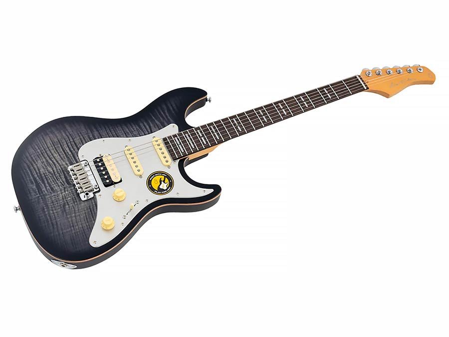 electric guitar S-style transparent black satin - Afbeelding 3