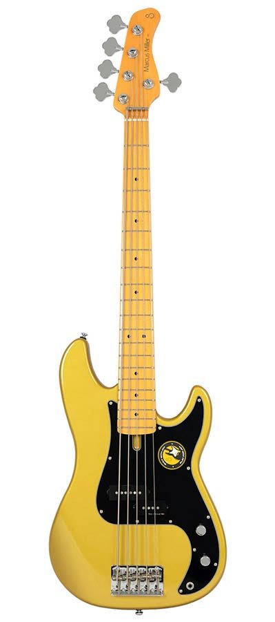 alder 5-string passive bass guitar metallic gold