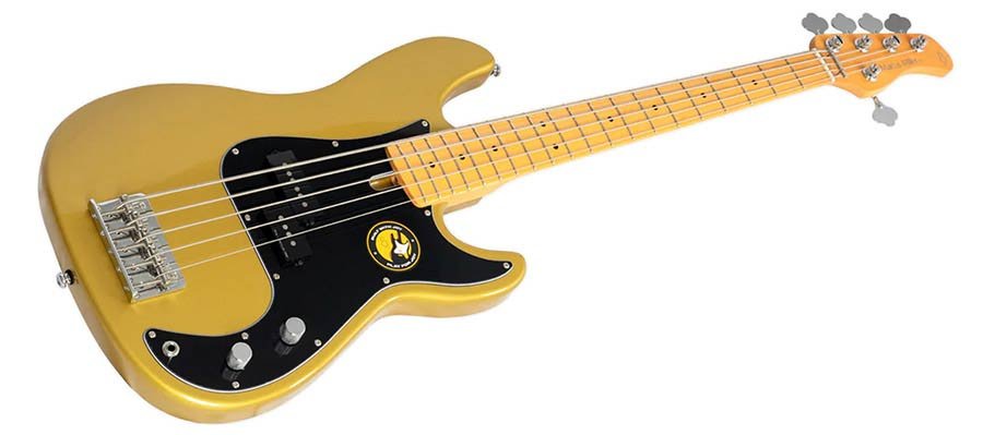 alder 5-string passive bass guitar metallic gold - Afbeelding 3