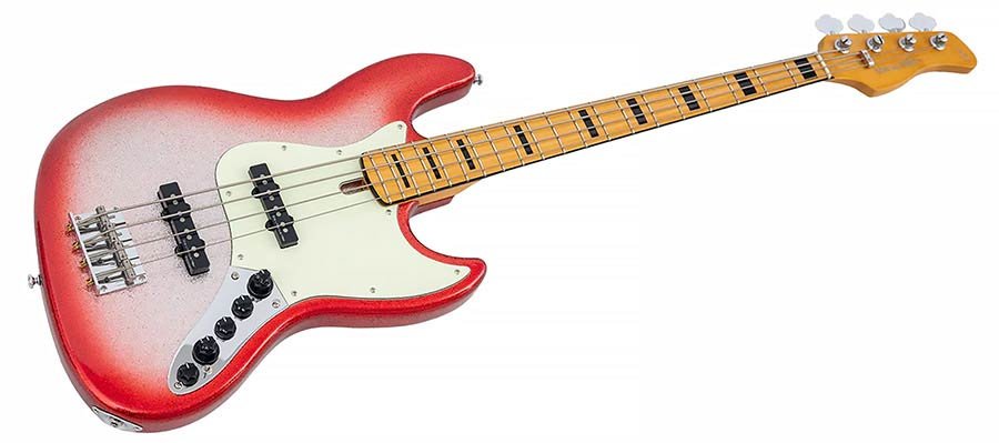 alder 4-string active bass guitar red sparkle - Afbeelding 3