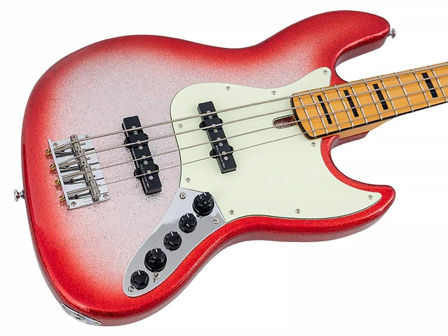 alder 4-string active bass guitar red sparkle - Afbeelding 4