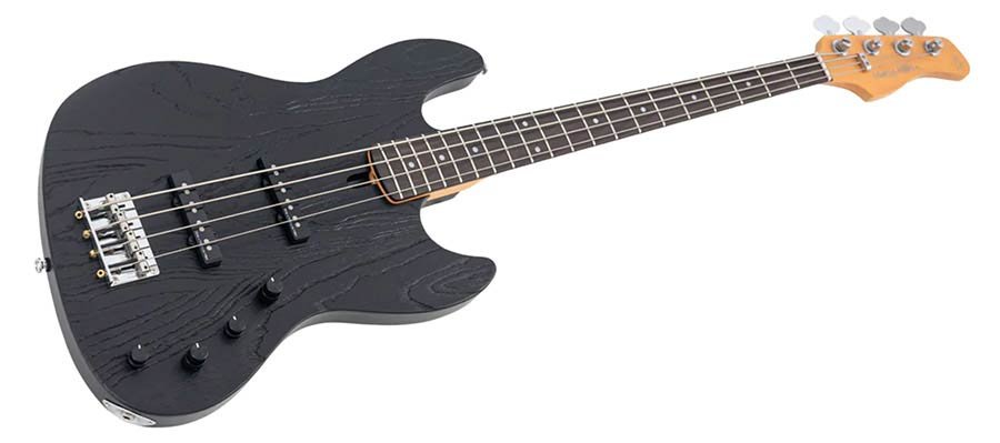 mahogany+ash top 4-string active bass guitar black - Afbeelding 3
