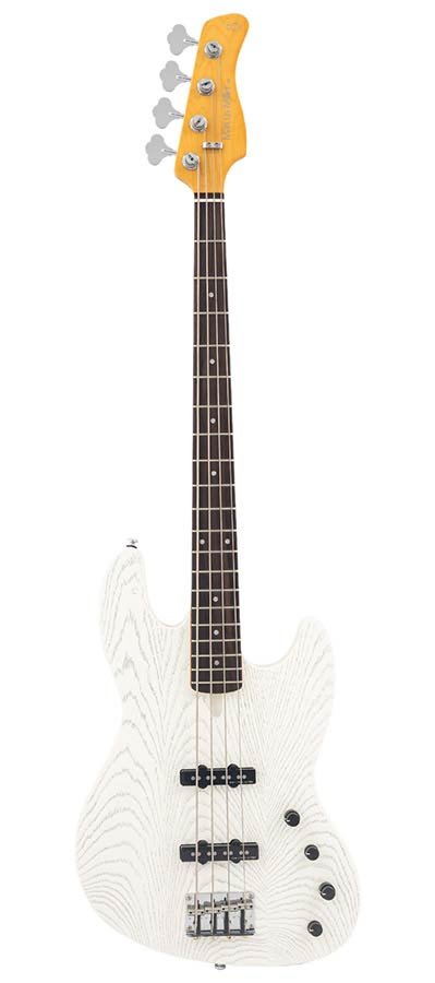 mahogany+ash top 4-string active bass guitar antique white