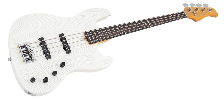 mahogany+ash top 4-string active bass guitar antique white - Afbeelding 3