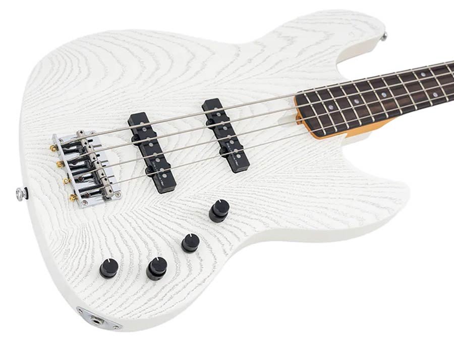 mahogany+ash top 4-string active bass guitar antique white - Afbeelding 4