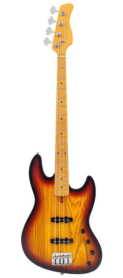 mahogany+ash top 4-string active bass guitar 3 tone sunburst