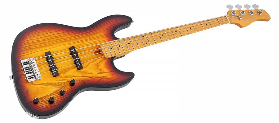 mahogany+ash top 4-string active bass guitar 3 tone sunburst - Afbeelding 3