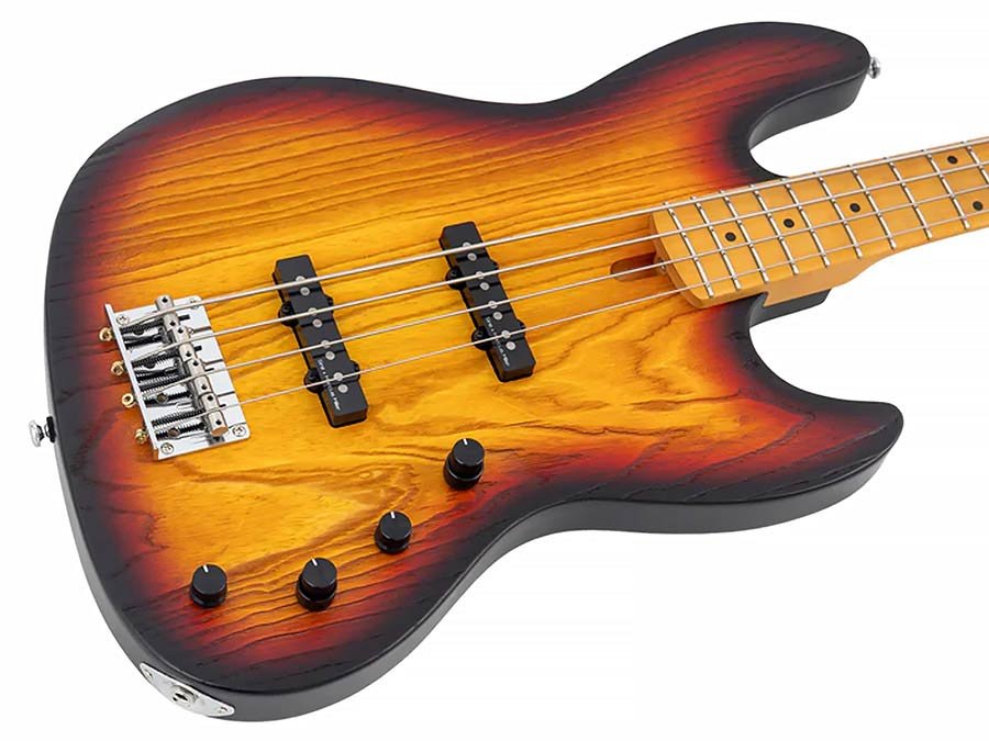 mahogany+ash top 4-string active bass guitar 3 tone sunburst - Afbeelding 4