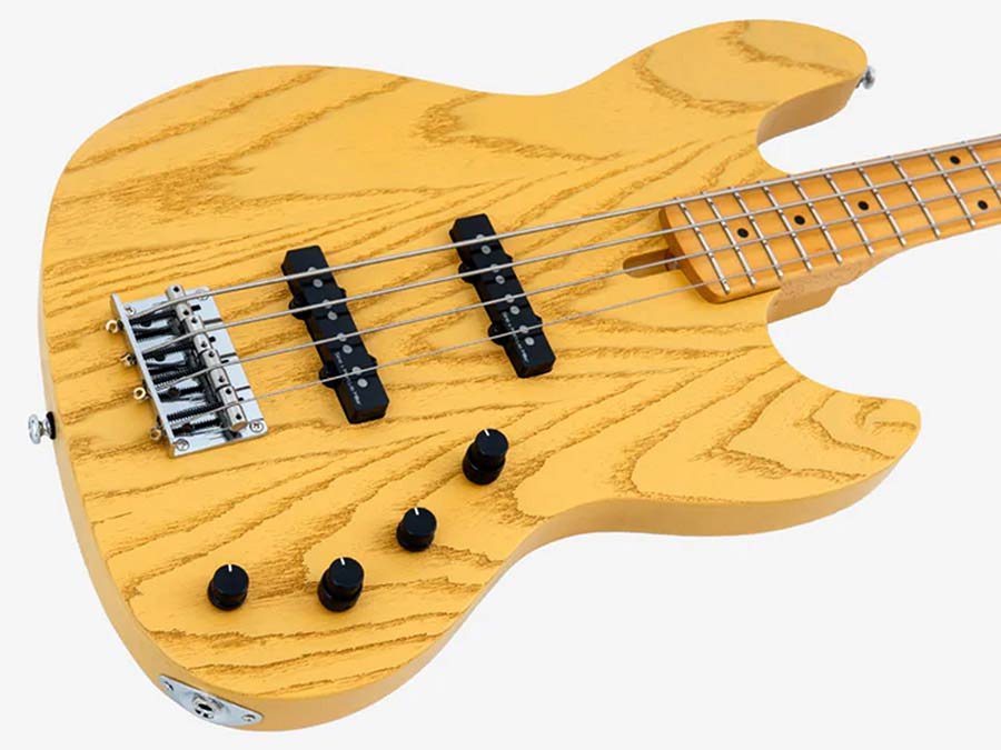 mahogany+ash top 4-string active bass guitar butterscotch blonde - Afbeelding 4