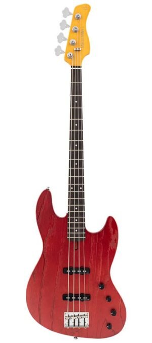 mahogany+ash top 4-string active bass guitar candy apple red
