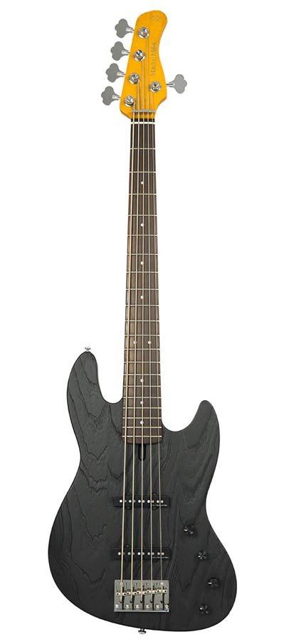 mahogany+ash top 5-string active bass guitar black