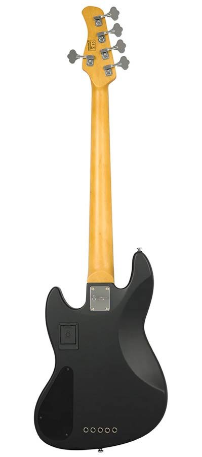 mahogany+ash top 5-string active bass guitar black - Afbeelding 2