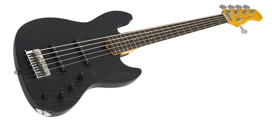 mahogany+ash top 5-string active bass guitar black - Afbeelding 3