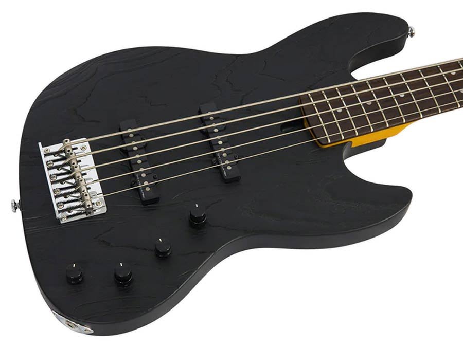 mahogany+ash top 5-string active bass guitar black - Afbeelding 4