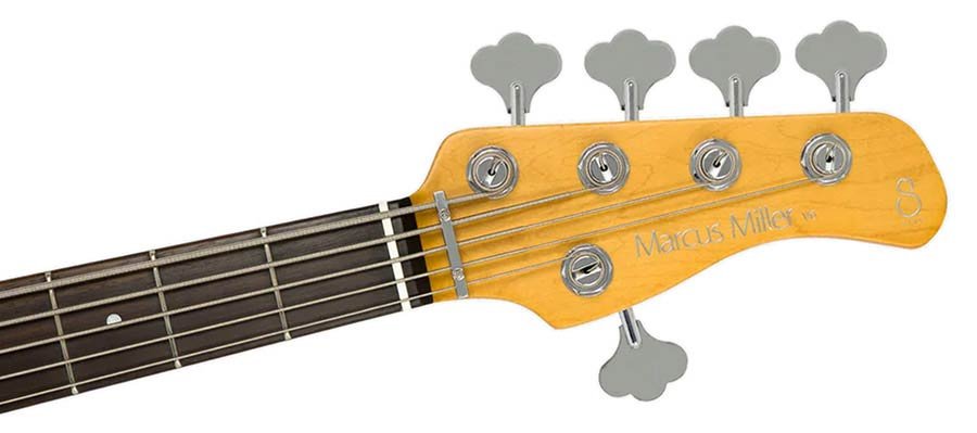 mahogany+ash top 5-string active bass guitar black - Afbeelding 5