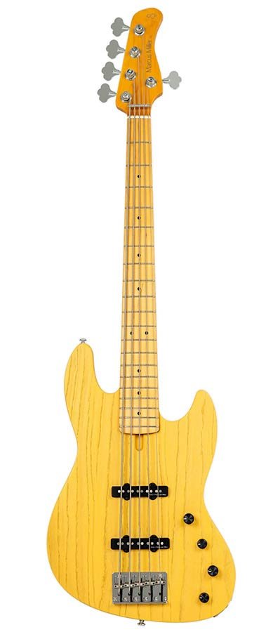 mahogany+ash top 5-string active bass guitar butterscotch blonde