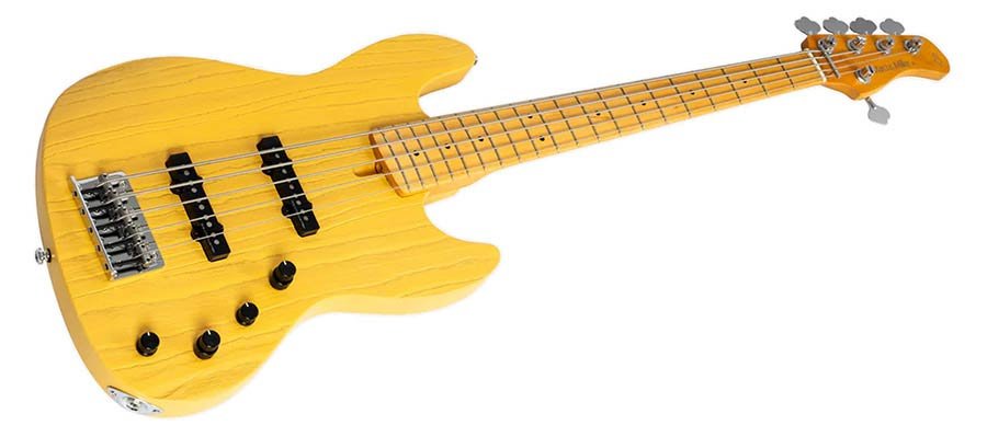 mahogany+ash top 5-string active bass guitar butterscotch blonde - Afbeelding 3