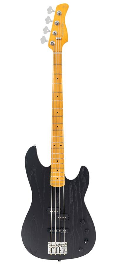 mahogany+ash top 4-string active bass guitar black