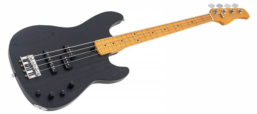 mahogany+ash top 4-string active bass guitar black - Afbeelding 3