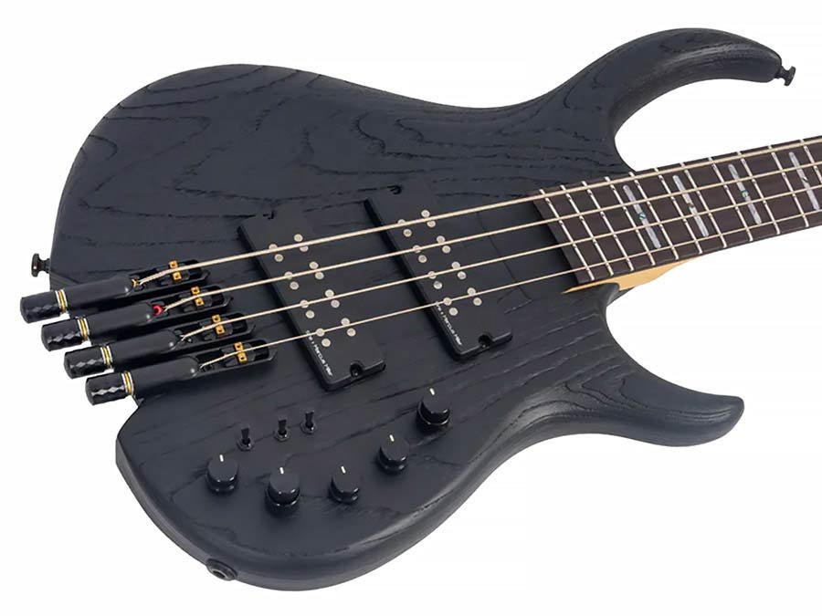 swamp ash 4-string active bass sandblasted black, with gigbag - Afbeelding 4