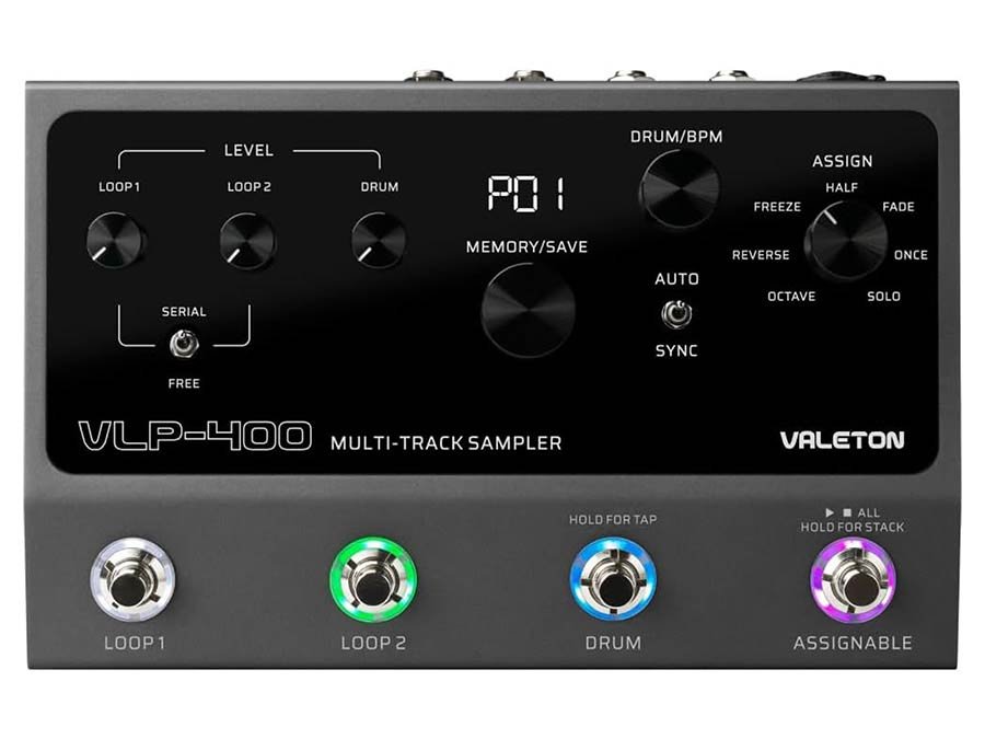 multi-track (32 bit stereo) looper pedal with drum patterns and effects, 12 hrs recording